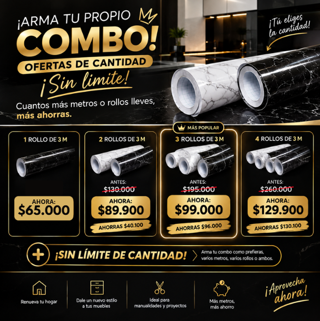 ✨ Papel Adhesivo Efecto Mármol🖤