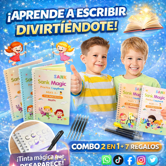 ✨ Cuadernos Mágicos Originales SANK MAGIC ✨  📚✏️ Aprendizaje divertido para niños + KIT GRATIS 🎁
