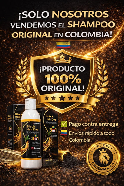 ✨🖤 Shampoo Anti-Canas 3 en 1:  Recupera tu color natural en minutos 🧴✨