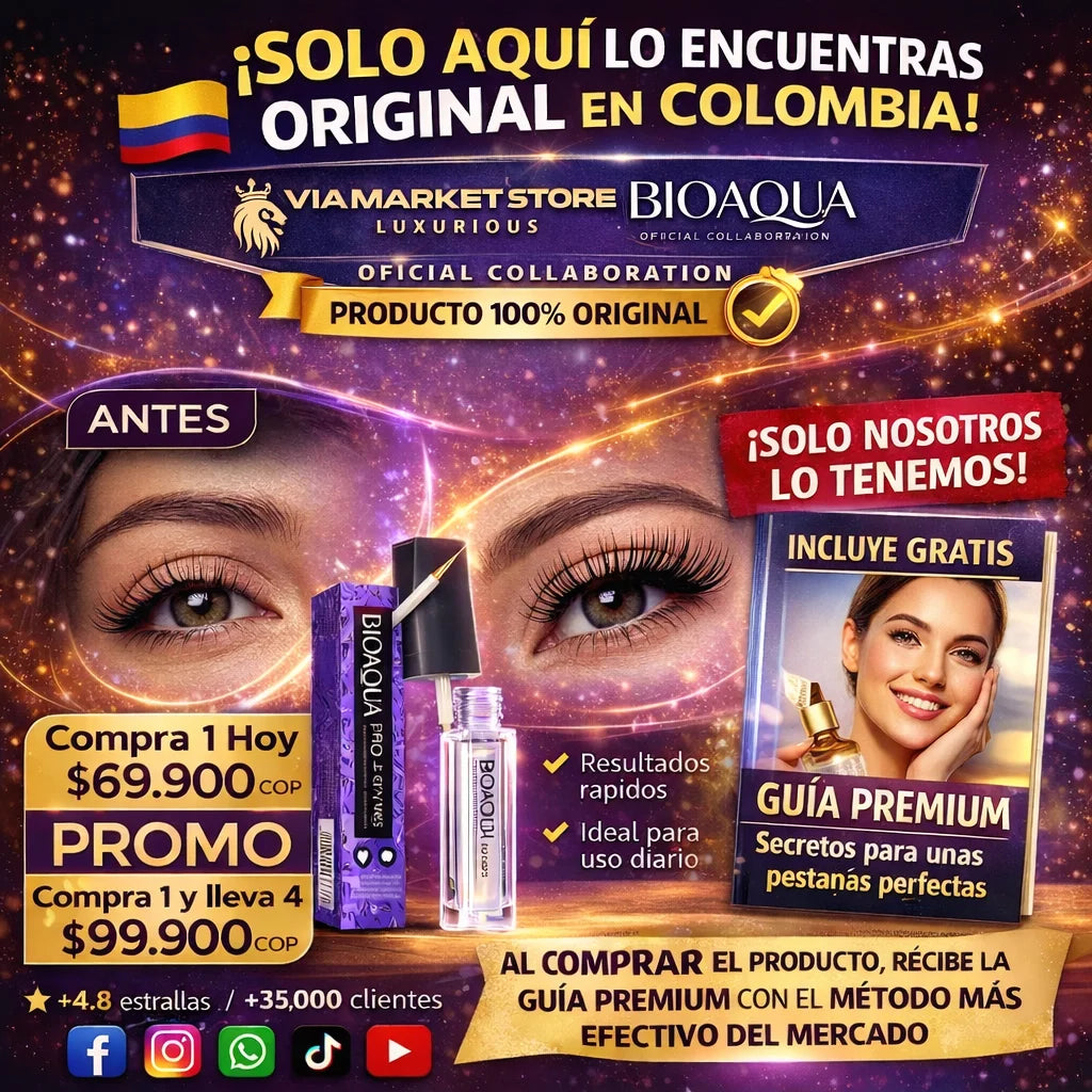 💗 Serum Bioaqua Original 💗✨Crecimiento de tus pestañas✨💎✨Via Market SL x Bioaqua: Tu mirada en otro nivel💖👁️